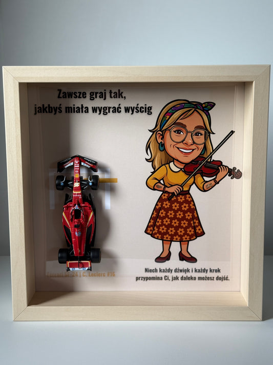 Karykatura z bolidem F1